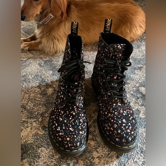 Dr. Martens Shoes - Dr. Martens Women's Black Floral Combat Boots